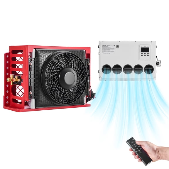 VEVOR Truck Air Conditioner, 12V 10000 BTU Mini Split AC Unit, 400 m/h Airflow Cab Air Conditioner, Quiet A/C Unit Fast Cooling for Semi Truck, Camper, Construction Vehicle, Crane, Tractor