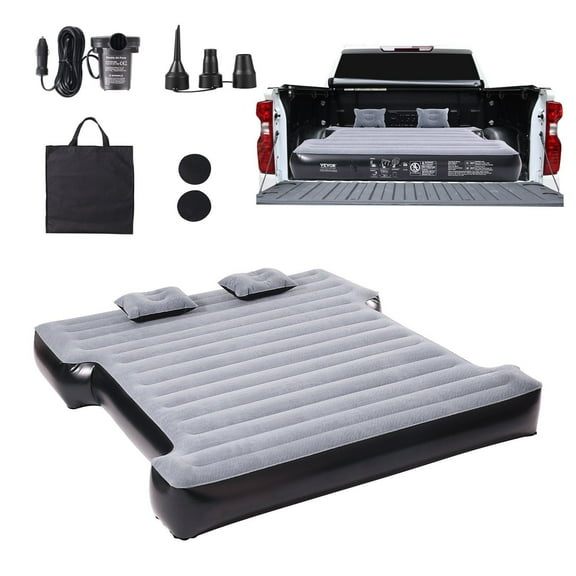Truck Bed Air Mattress for 5.5-5.8 ft Short Beds, Full Size Inflatable Camping Mattress w/12V Pump, 2 Pillows & Bag, Fits RAM, F-150, Silverado, Tundra, Sierra, Titan Portable Sleep Solution
