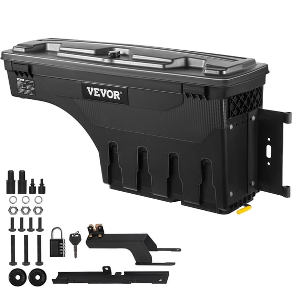 VEVOR Truck Bed Storage Box, Lockable with Password Padlock, 6.6 Gal/25 L ABS Wheel Well Tool Box, Waterproof and Durable, Compatible with Ford F-150 2015-2021, Passenger Side