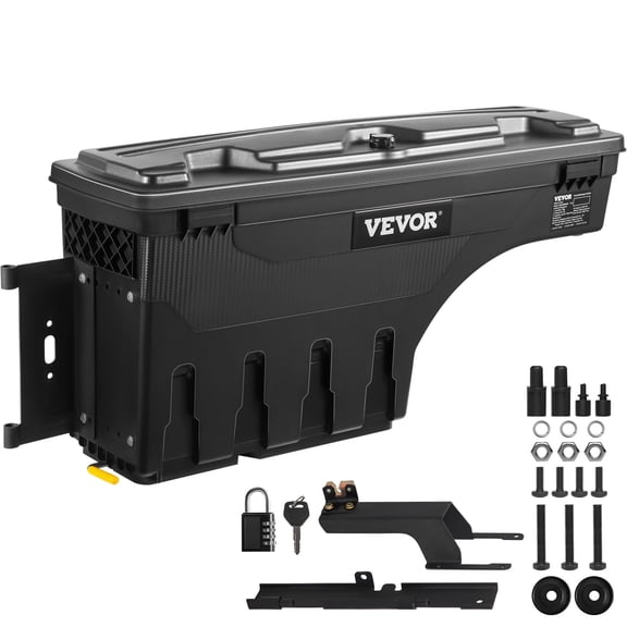 VEVOR Truck Bed Storage Box, Lockable with Password Padlock, 6.6 Gal/25 L ABS Wheel Well Tool Box, Waterproof and Durable, Compatible with Ford F-150 2015-2021, Drivers Side