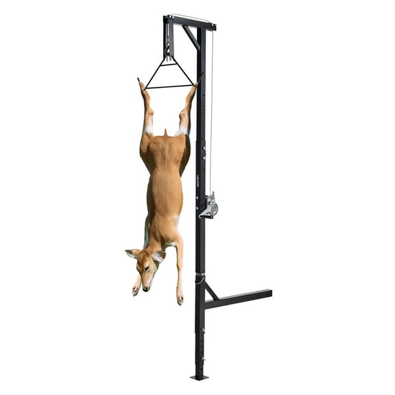 VEVOR Truck Hitch Game Hoist, 400 lbs Load Capacity, Hunting Deer Hoist with 2-inch Receiver, 360-Degree Swivel Shaft & Adjustable Height, Includes Gambrel Winch for Skinning & Cleaning Game