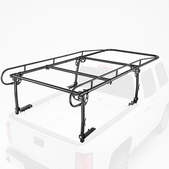 VEVOR Truck Ladder Rack 800LBS Capacity Universal Over-Cab Trucks Bed Rack, 43.3"-63" Width Adjustable for Kayak Surfboard Lumber, Non-Drilling/Drilling Installation, Fits Short-Bed & Long-Bed Trucks