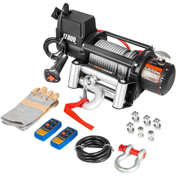VEVOR Truck Winch 17000lbs, Electric Winch 26m/85ft, Steel Cable 12V, Power Winch Jeep Winch with Convenient Long-Distance Control and Powerful Motor for UTV ATV Jeep Truck and Wrangler in Car Lift