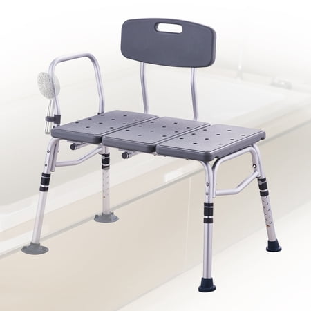 VEVOR Tub Transfer Bench for Bathtub, Adjustable Shower Seats for Adults, Lightweight Shower Bench for Elderly and Disabled, Non-Slip Bath Seats with Armrest and Reversible Backrest,400lbs Capacity