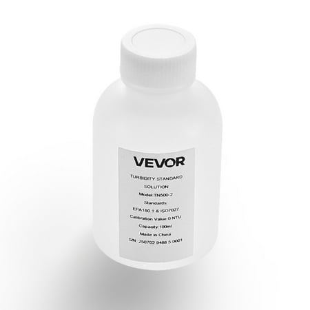 VEVOR Turbidity Calibration Solution, 0 NTU, 100 ml Capacity, Standard Turbidity Solution Refill for Turbiditymeter, Zero-drift for Stable Concentration, Ready to Use, for Both White and Red Light