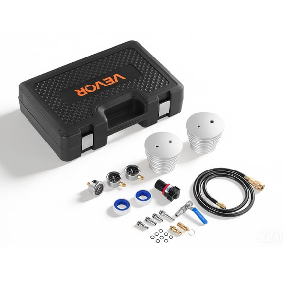 VEVOR Turbo Boost Leak Tester Kit, Compatible with 3"/3.5"/4" Pipe, 0-150 PSI Valve Gauge & 0-60 PSI Adapter Gauge, Turbo System Leakage Tester Set with 4 Pairs of Air Fittings for Diesel Trucks,SUVs
