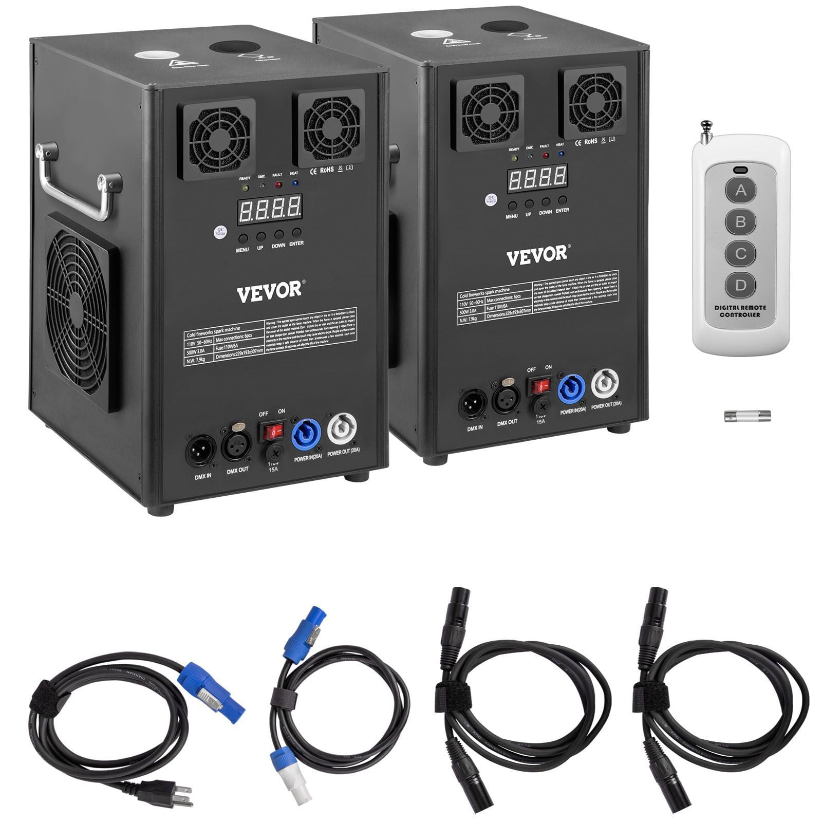 VEVOR Tuspuzz 700W 2pcs Fireworks controller, Smart DMX Control Stage ...