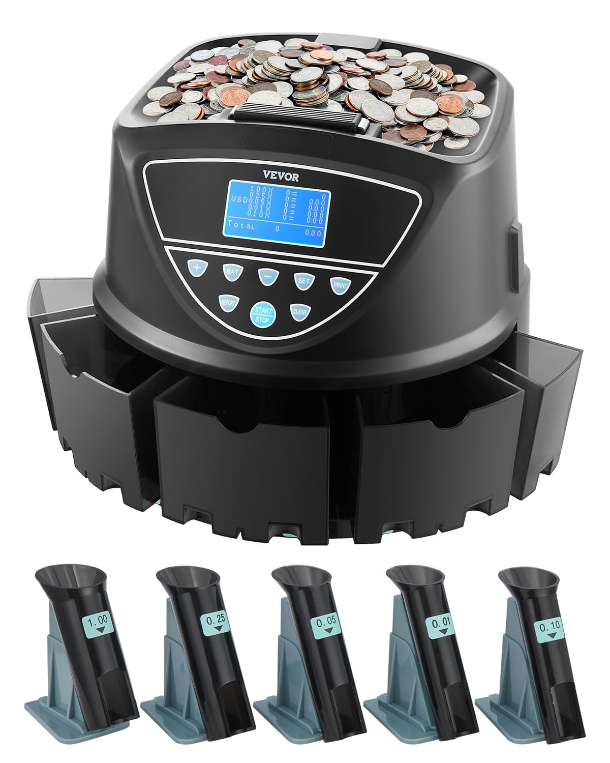 VEVOR USD Coin Sorter, Coin Counter Machine for 5 Kinds of USD Coins ...