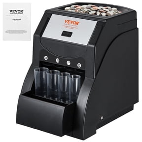 VEVOR USD Coin Sorter, Coin Sorter Machine for USD Coin 1ï¿ 5ï¿ 10ï¿ 25ï¿ , Sorts up to 230 Coins/min, Coin Sorter and Wrapper Machine Holds 200 Coins Included 4 Coin Tubes, Black