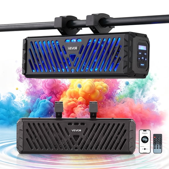 VEVOR UTV Sound Bar 17.3 Inch 4-Speaker Golf Cart Soundbar with Bluetooth, for UTVs ATVs Golf Carts Boats, Support Bluetooth USB AUX IN RF Remote, with RGB Multicolor Illumination, IP65 Waterproof