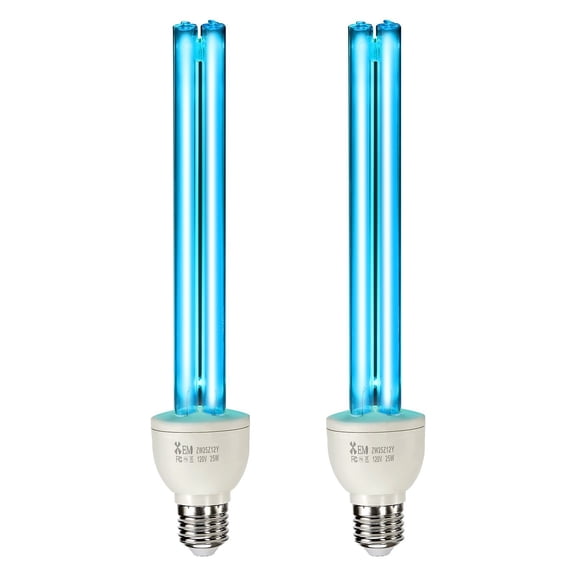 VEVOR UV Light Bulb, 2 Pack, 25W Replacement Ultraviolet UVC Lamp with Ozone, 253.7 nm + 185 nm Wavelength UVO Light Bulb, E27 Universal, for 400 sqft