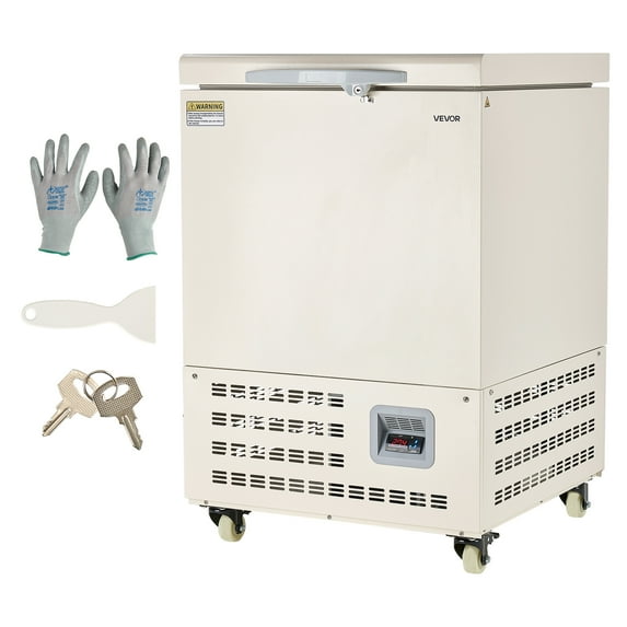 VEVOR Ultra Low Temperature Freezer,58 L, −40℉ to −123℉ Adjustable Temp Range, with Rollers and Digital Display,304 Stainless Steel Liner,Low Temperature Lab Freezer for Laboratory Samples Storage