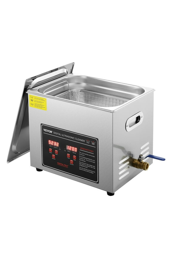 Ultrasonic Cleaner with Digital Timer & Heater, Professional Ultra Sonic Jewelry Cleaner, Stainless Steel Heated Cleaning Machine for Glasses Watch Rings Small Parts Circuit Board (10L)