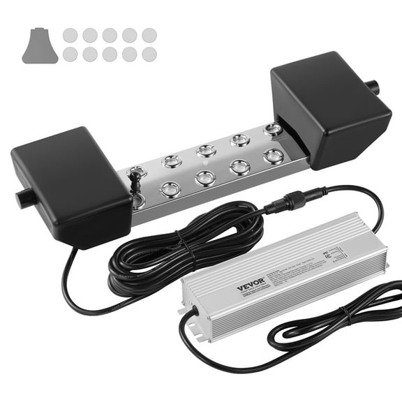 VEVOR Ultrasonic Mist Maker 10 Head,7000mL/H Ultrasonic Fogger, Mist Maker with 280W IP67 Waterproof Power Supply, Buoy, Replacement Discs,for Pond,Garden,Rockery, Greenhouse,Halloween Decoration