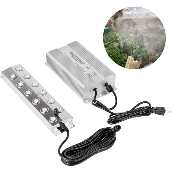 VEVOR Ultrasonic Mist Maker, 12 Head Stainless Steel Pond Mister Atomizer Fogger Humidifier with Water Fountain Power Supply Fogger Humidifier