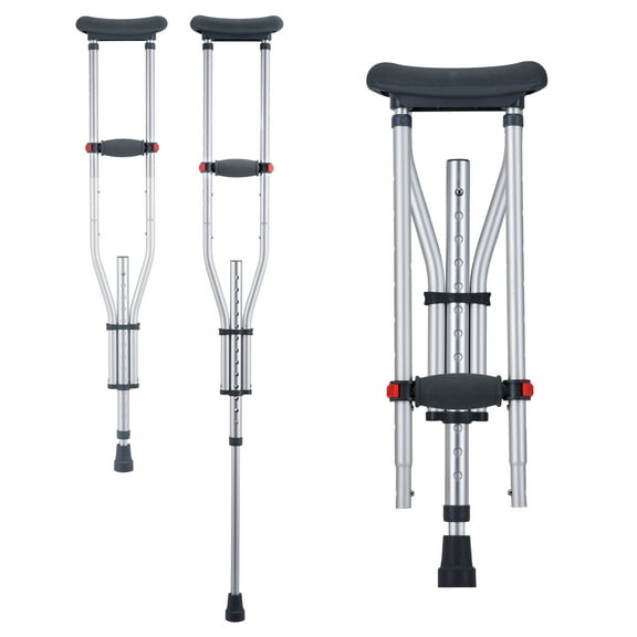 VEVOR Underarm Crutches, 13-Level Height Adjustable Underarm Walking Crutches, Lightweight Aluminum Crutches for Adults Teenager - with Soft Underarm Pad for Leg Injury Surgery Disabled,1 Pair 300LBS