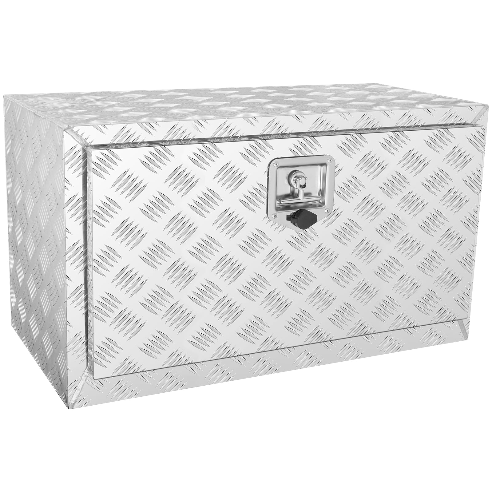 VEVOR Underbody Truck Box, 30"×17"×18" Pickup Storage Box, Heavy Duty Aluminum Diamond Plate Tool Box with Lock and Keys, Waterproof Trailer Storage Box with T-Handle Latch for Truck, Van, Trailer