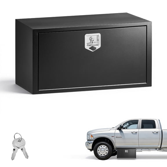 VEVOR Underbody Truck Tool Box, 36 x 18 x 18 Inch Heavy Duty Steel Trailer Storage Box with Lock & Keys, Waterproof Trailer Storage Organizer Under Body Chest with T-Handle for Truck, Van, SUV, Black