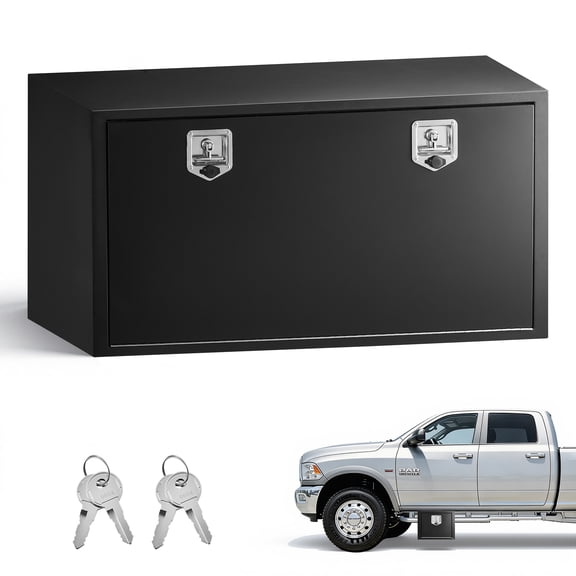 VEVOR Underbody Truck Tool Box, 48 x 24 x 24 Inch Heavy Duty Steel Trailer Storage Box with Lock & Keys, Waterproof Trailer Storage Organizer Under Body Chest with T-Handle for Truck, Van, SUV, Black