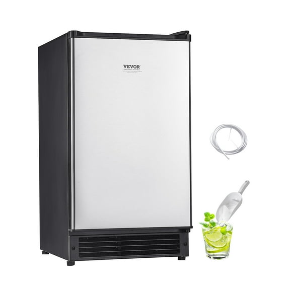 VEVOR Undercounter Built-in Ice Maker, 25 Lbs/Day Under Counter Ice Maker Machine with Reversible Door Stainless Steel, Freestanding Ice Maker for Commercial Home Kitchen, No Drain Required