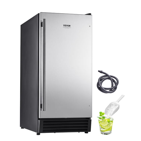 VEVOR Undercounter Built-in Ice Maker, 50 Lbs/Day Under Counter Ice Maker Machine with Drain Pump Reversible Door Stainless Steel, Freestanding Ice Maker for Commercial Home Kitchen