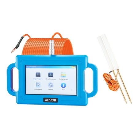 VEVOR Underground Water Detector,Up to 1640ft (500m) Pro Underground Water Detection Locator, 7" Touchscreen Auto Mapping Well Detector Explorer with Multi-Frequency Measurement, 8GB Card, Carry Case