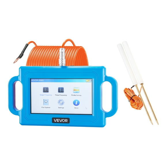 VEVOR Underground Water Detector,Up to 1640ft (500m) Pro Underground Water Detection Locator, 7" Touchscreen Auto Mapping Well Detector Explorer with Multi-Frequency Measurement, 8GB Card, Carry Case