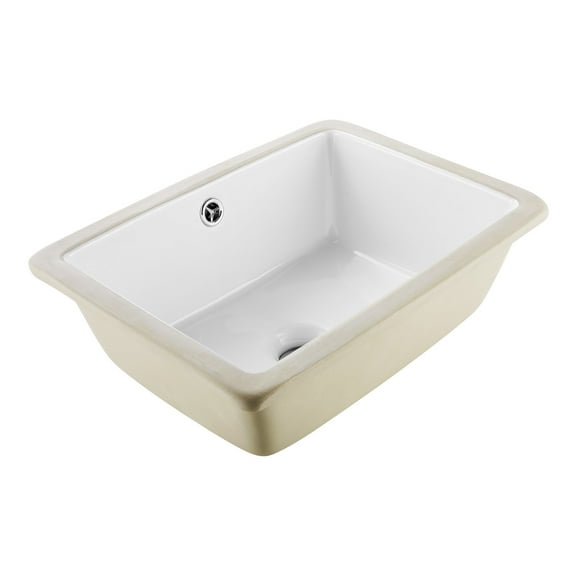 VEVOR Undermount Bathroom Sink, 15.75 x 12.01 Inch Rectangular White Ceramic Vessel Sink with Overflow Hole, Under Counter Drop in Modern Lavatory Vanity Bath Wash Bowl Basin, Rectangle Small Space
