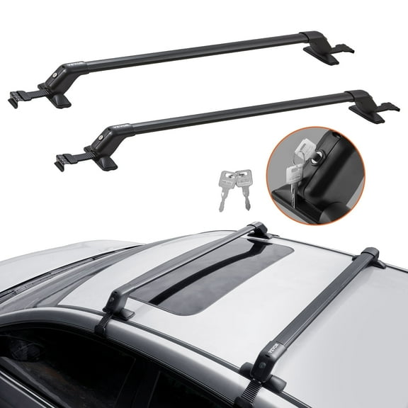 VEVOR Roof Rack Cross Bars, 41.3" Aluminum Roof Rack Crossbars, Fit Roof without Side Rail, 155 lbs Load Capacity, Adjustable Bare Roof Crossbars with Locks