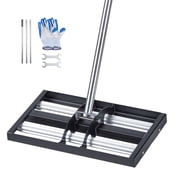 VEVOR Updated Lawn Leveling Rake with Roller, 17" x 10" Stainless Steel Lawn Leveler with 63.4" Adjustable Handle, Heavy Duty Yard Leveling Rake, Effort Saving Lawn Leveling Tool for Yard Golf Court