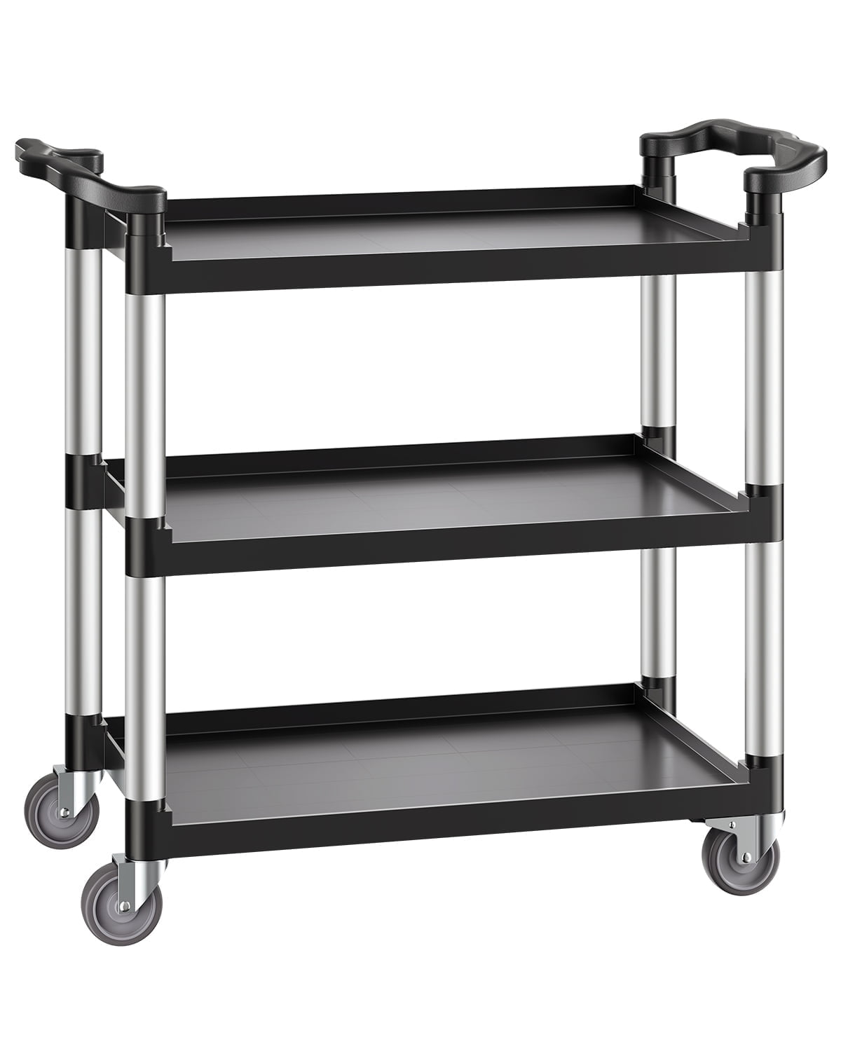 VEVOR Utility Cart, 330 lbs Load Capacity, 3-tier Utility Plastic Cart with 360° Swivel Wheels (2 with Brakes), 31.1 x 19.3-inch Food Service Cart for Warehouse, Office, Home, Restaurant, Kitchen