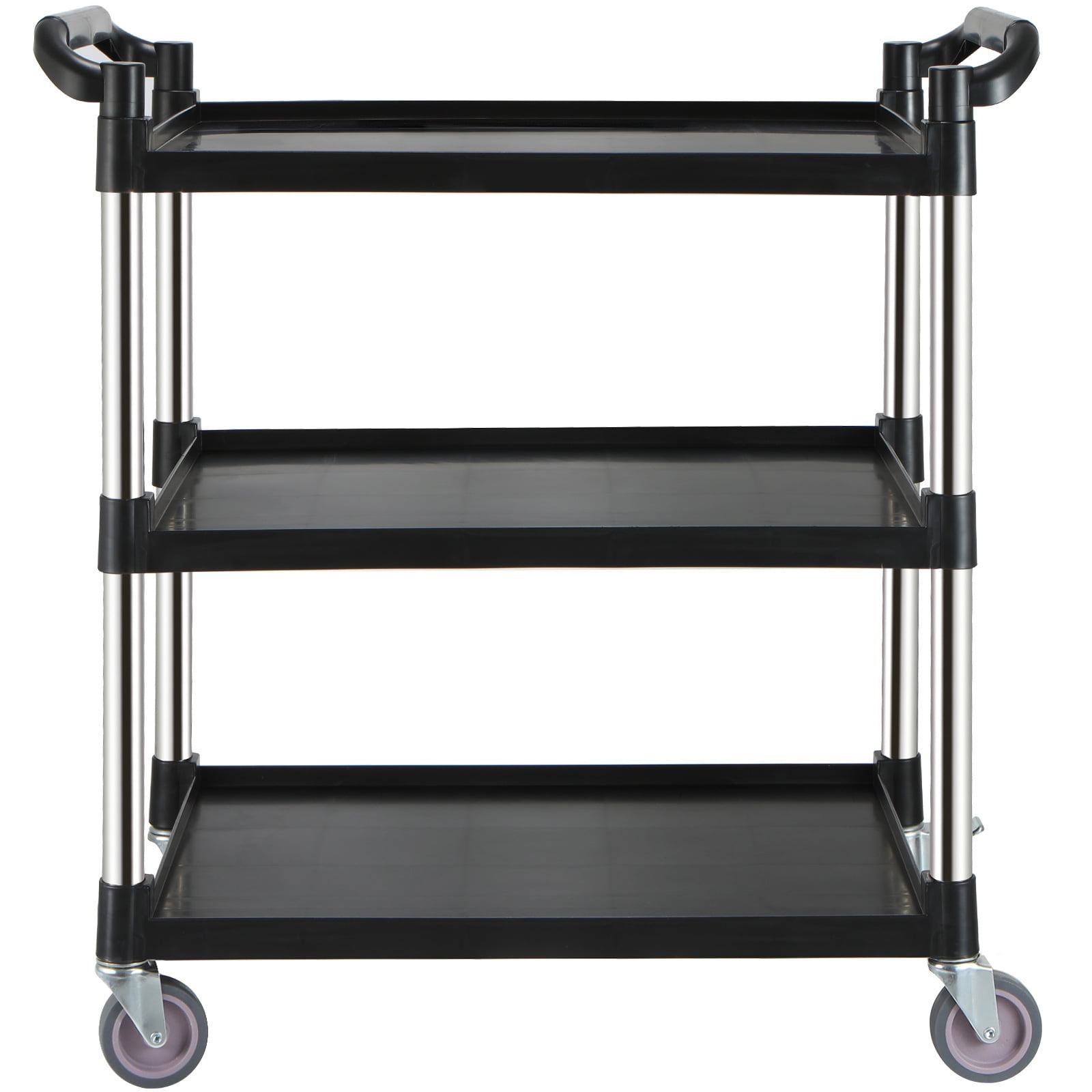 VEVOR Utility Service Cart with Lockable Wheels 3-Tier Food Service Cart 154lbs Capacity，for Kitchen Office Restaurant Home, Black
