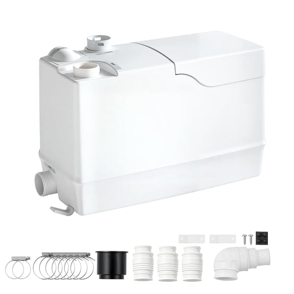 VEVOR Utility Sink Pump 800W 12000L/h Flow 32.8 ft/10 m Head Macerator Pump, Waste Water Disposal Macerating Machine with 3 Inlets, for Basement, Kitchen, Sink, Shower, Bathtub, Laundry Gray Water