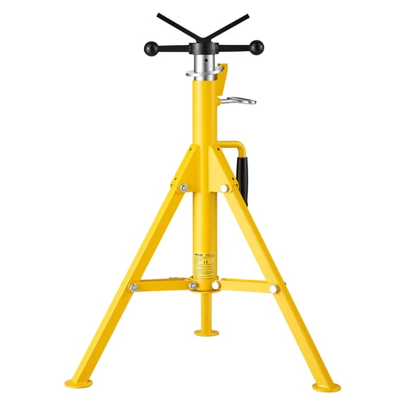 VEVOR V-Head Pipe Stand for 1/812 in Pipes, Heavy-Duty 2500LBS Capacity, Adjustable Height 28" - 52", Portable Folding Support Stand for Welding, Cutting & Versatile Piping Projects