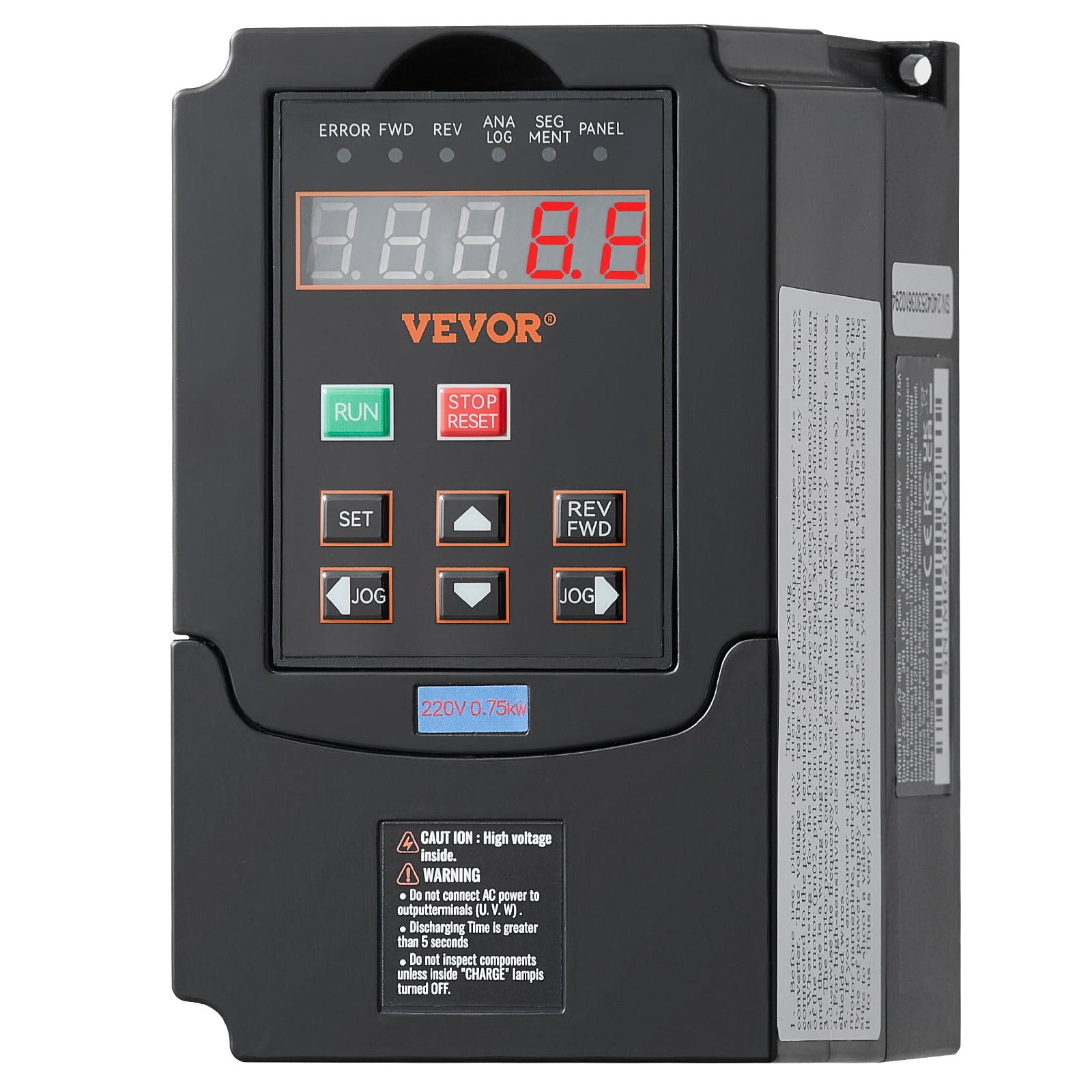 VEVOR VFD 1HP, 0.75KW, 3.5A, 1 or 3 Phase 220V Input to 3 Phase 220V ...