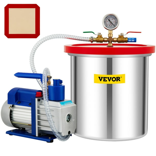VEVOR Vacuum Chamber with Pump, 5 Gallon Chamber, 5CFM 1/3 HP Single