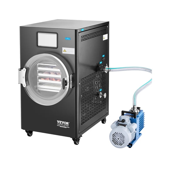 VEVOR Vacuum Freeze Dryer Machine, 8.8-13.2 LBS/Batch Food Freeze Drying Machine with 4-Layer Trays, Vacuum Pump, Adjustable Timer and Temperature Control, for Fruits Vegetables Meat, Black