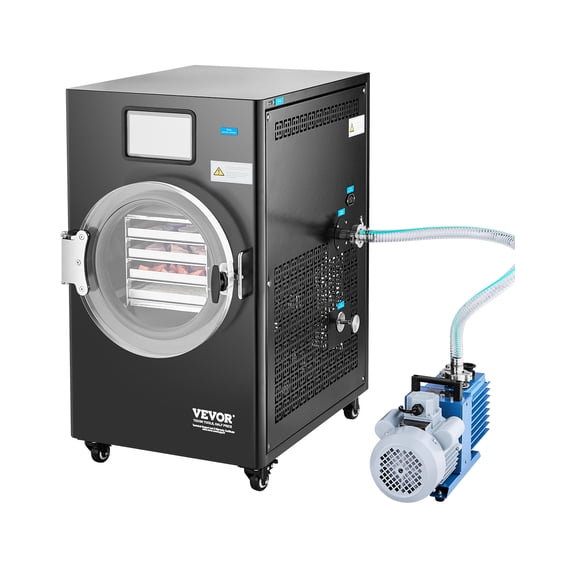 VEVOR Vacuum Freeze Dryer Machine, 8.8-13.2 LBS/Batch Food Freeze Drying Machine with 4-Layer Trays, Vacuum Pump, Adjustable Timer and Temperature Control, for Fruits Vegetables Meat, Black