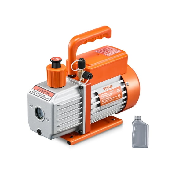 VEVOR Vacuum Pump, 5 CFM, HVAC Single Stage Rotary Vane Vacuum Pump, for R134a R22 R410a Systems, Auto AC Vacuum Pump Kit with Oil Bottle, for Automotive Air Conditioner Maintenance Resin Degassing