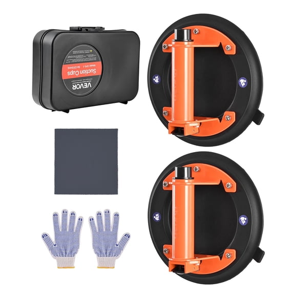VEVOR Vacuum Suction Cup, 8-Inch Vacuum Glass Lifter with Metal Handle, 429 lbs Max Lifting Capacity Tile Suction Cup Tool with Carrying Case for Lifting Large Tile, Granite, Drywall, Windows (2-Pack