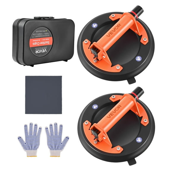 VEVOR Vacuum Suction Cup, 8-Inch Vacuum Glass Lifter with Metal Handle, 429 lbs Max Lifting Capacity Tile Suction Cup Tool with Carrying Case for Lifting Large Tile, Granite, Drywall,Windows (2-Pack)