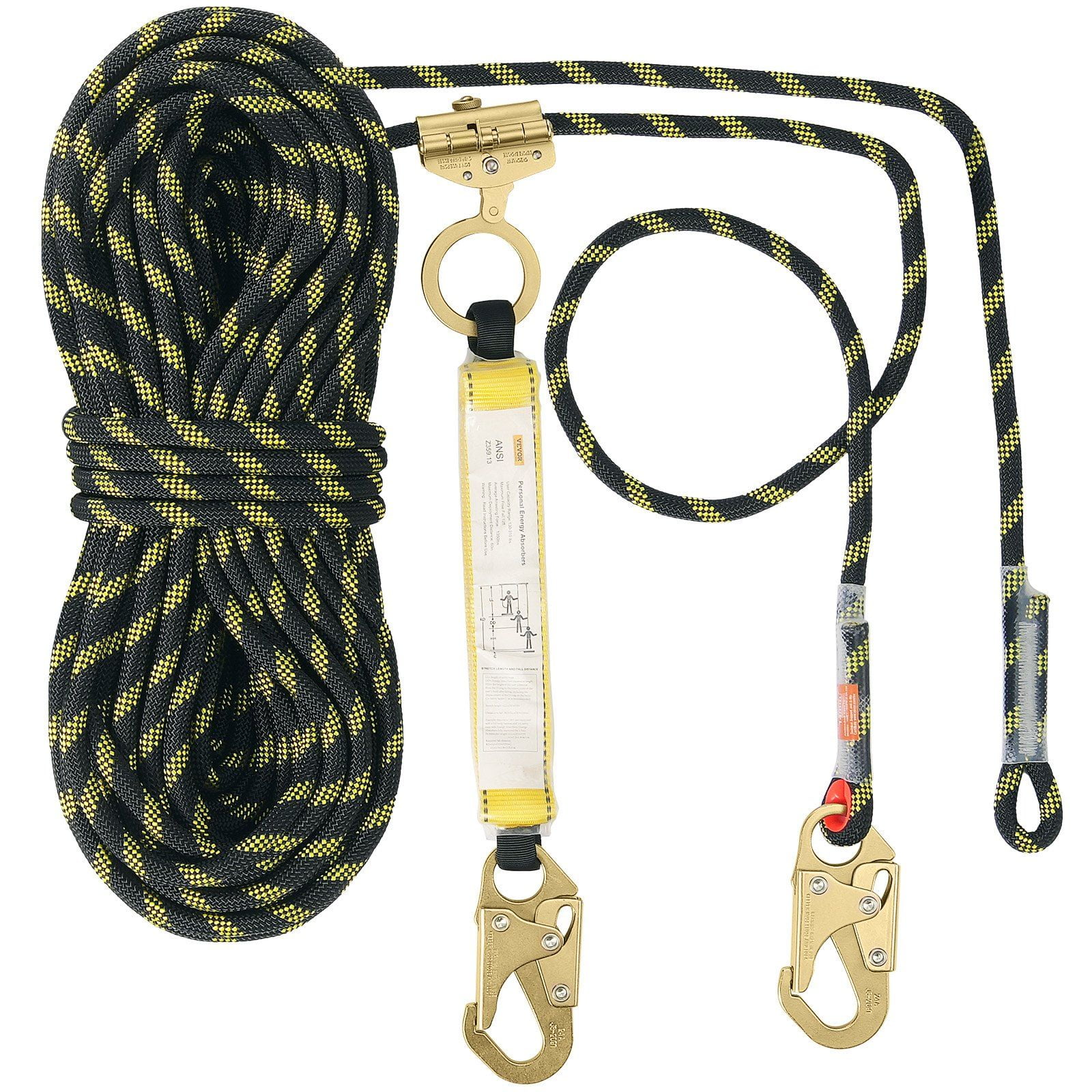 Long Rope Vertical VEVOR Vertical Lifeline 150ft (45.7m) Outdoor Climbing Rope Black ...