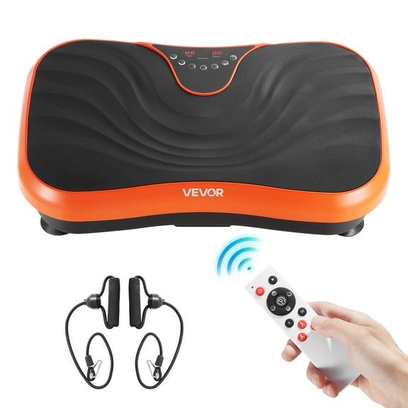VEVOR Vibration Plate Exercise Machine, Whole Body Vibrating Platform for Lymphatic Drainage and Weight Loss,Home Workout Fitness Equipment with 2 Resistance Bands,Body Shaker for Women Men,Orange