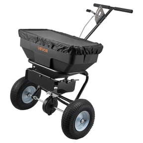 VEVOR Walk-Behind Spreader, 12ft Spreading Width, Push Broadcast Spreader with 13" All-Terrain Tires, Adjustable Flow Control, 130lbs Capacity Hopper, Lawn Spreaders for Fertilizer Seed Ice Melt