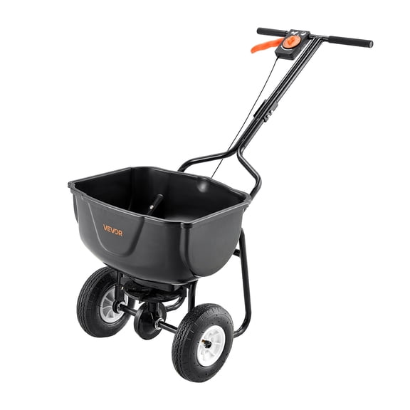 VEVOR Walk Behind Spreader, 60LBS Capacity, Push Spreader with Hopper Grate, 0-9.8 ft Spreading Width, 8 in All Terrain Pneumatic Tires, Garden & Lawn Broadcast Spreaders, for Seed, Fertilizer