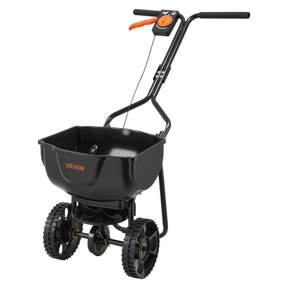 VEVOR Walk-Behind Spreader, 9.8ft Spreading Width, Push Broadcast Spreader with 10" All-Terrain Tires, Adjustable Flow Control, 15lbs Capacity Hopper, Lawn Spreaders for Fertilizer Seed Small Home Us