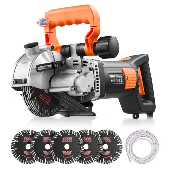 VEVOR Wall Chaser, 4800W Electric Wall Groove Cutting Machine, 6800 RPM Max Speed, Concrete Slotting Cutter with Guide Line, 5 pcs Blades, Adjustable Handle for Cutting Grooves in Brick, Concrete