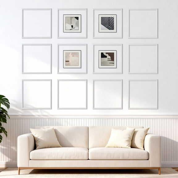 VEVOR Wall Molding 12 Pack, 20 x 20 in Wainscoting Panels Kit, Lightweight Paintable Polystyrene, Easy to Install, Waterproof Accent Wall Trim for Interior Dcor Living Room, Bedroom, Home, White