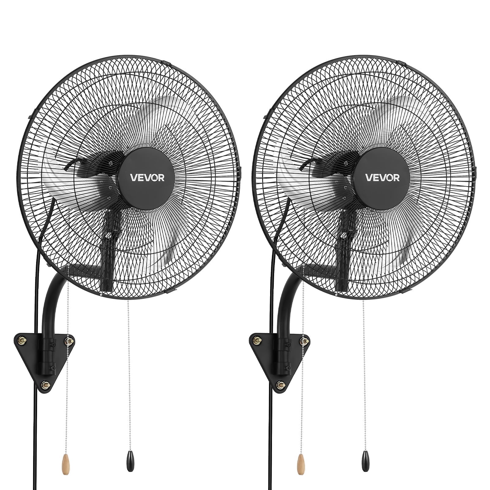 VEVOR Wall Mount Fan, 18 in Wall Mounted Hanging Fan Oscillating, 3-Speed, Long Airflow Distance, Adjustable Rotation Angle, Mechanical Powerful for Industry, Commercial, Garage, Workshop, Gym,2 Pack