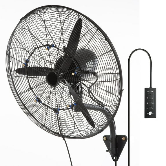 VEVOR Wall-Mount Misting Fan Oscillating Metal Fan 29.5'' 3 Speed Waterproof